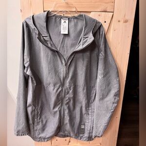 adidas Gray Reflective Ripstop Hooded running Jacket